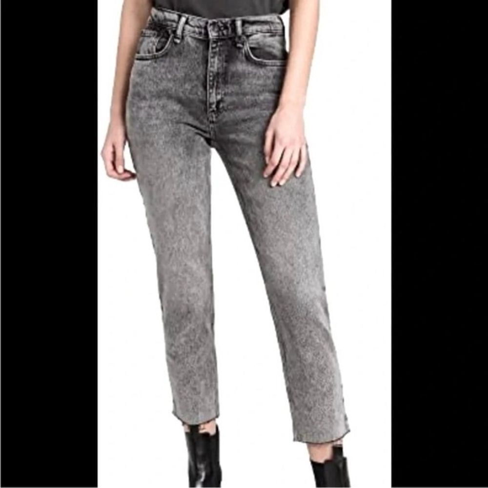 Kendall + Kylie The Icon High Rise Straight Denim Jean Black Acid Wash Size 7/28